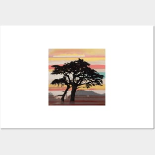 Cypress Tree at Sunset Posters and Art